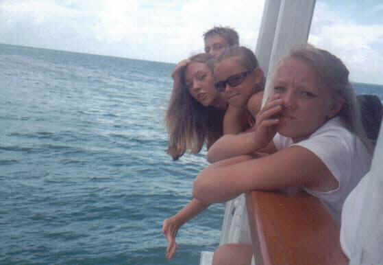 On a boat in Mexico going over to Isla Mujeres in 1999