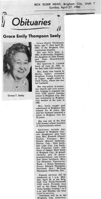 Grace Emily Thompson Seely obituary